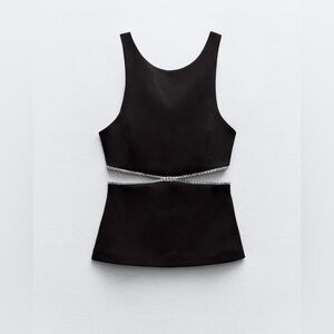 Zara Black Backless Top with Silver Accents